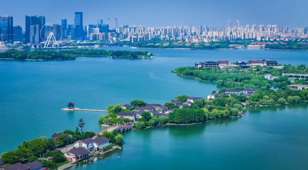 金鸡湖鸟瞰图